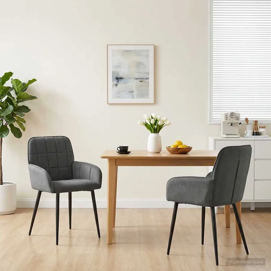 Chaises de salle à manger 2 pcs Velours Gris foncé