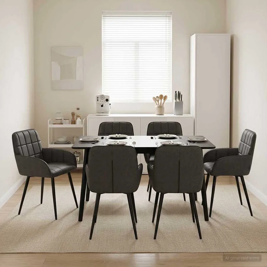 Chaises de salle à manger 6 pcs Simili cuir Noir