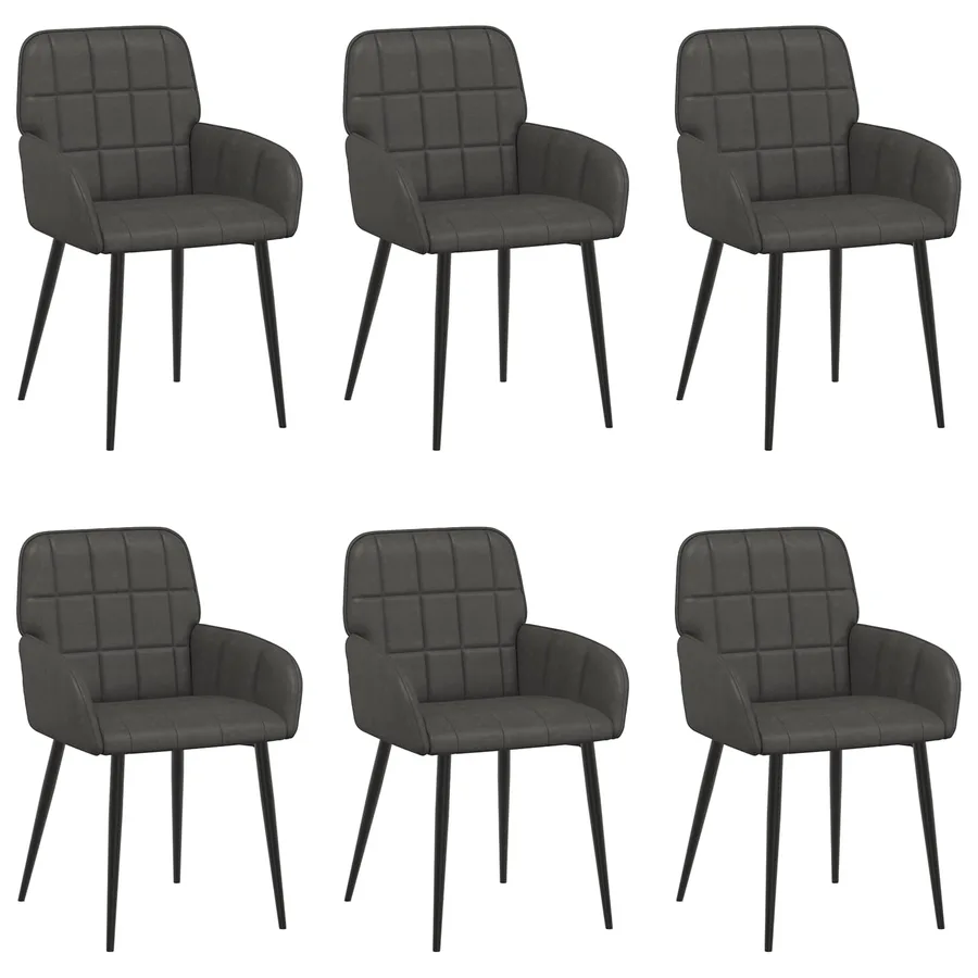 Chaises de salle à manger 6 pcs Simili cuir Noir - 2