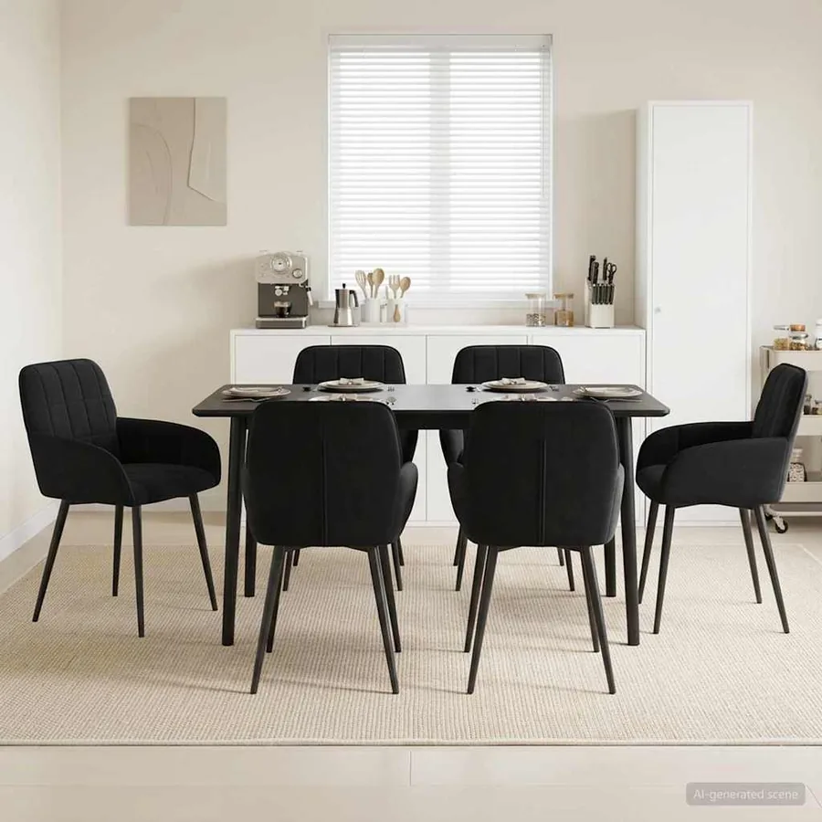 Chaises de salle à manger 6 pcs Velours Noir 57 x 50 x 85 cm