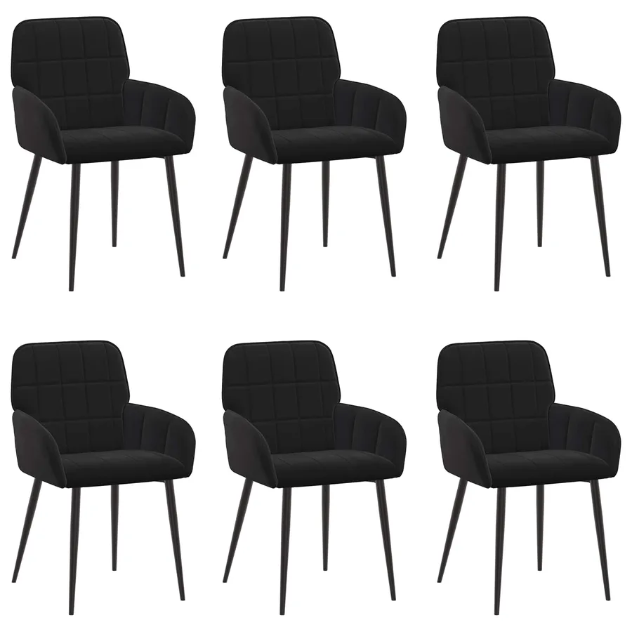 Chaises de salle à manger 6 pcs Velours Noir 57 x 50 x 85 cm - 2