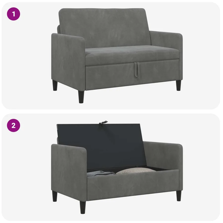 Sofa avec rangement Gris foncé 122 x 78 x 87 cm Polyester - 6