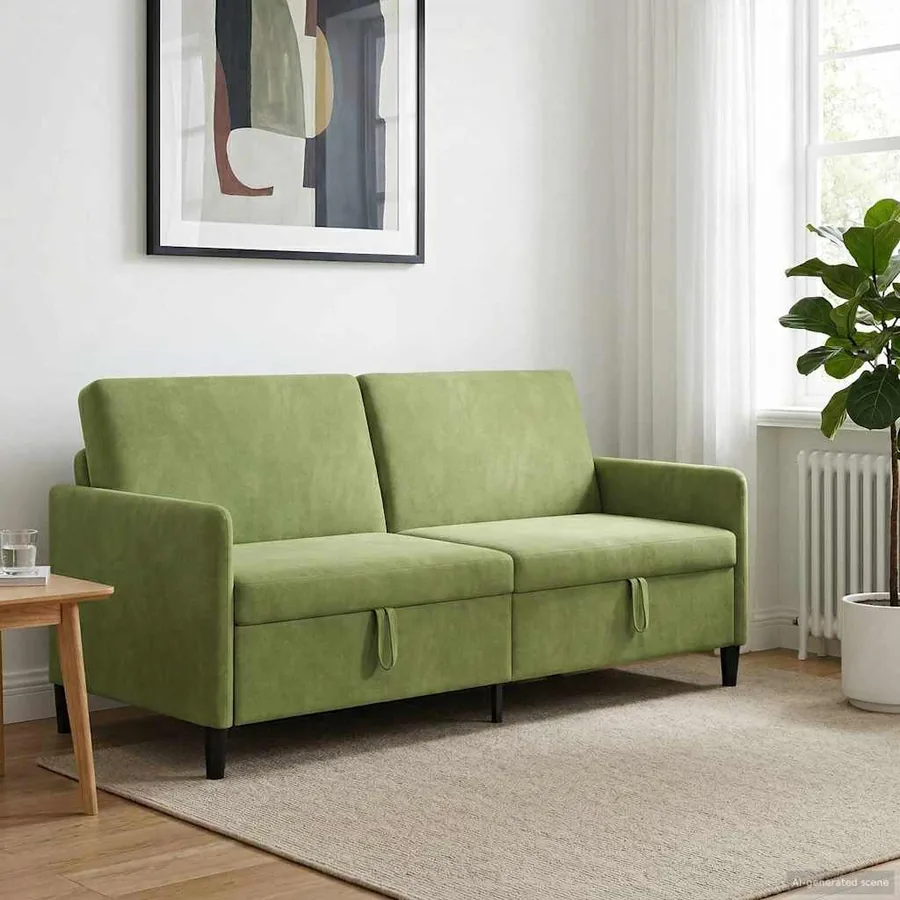 Sofa avec rangement Vert clair 192 x 78 x 87 cm Polyester