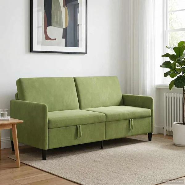 Sofa avec rangement Vert clair 192 x 78 x 87 cm Polyester