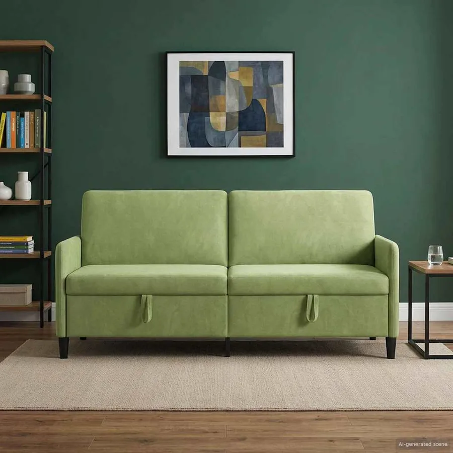 Sofa avec rangement Vert clair 192 x 78 x 87 cm Polyester - 3