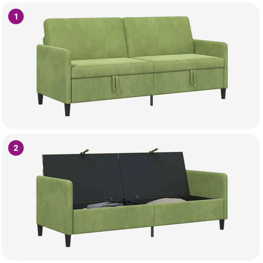 Sofa avec rangement Vert clair 192 x 78 x 87 cm Polyester - 6