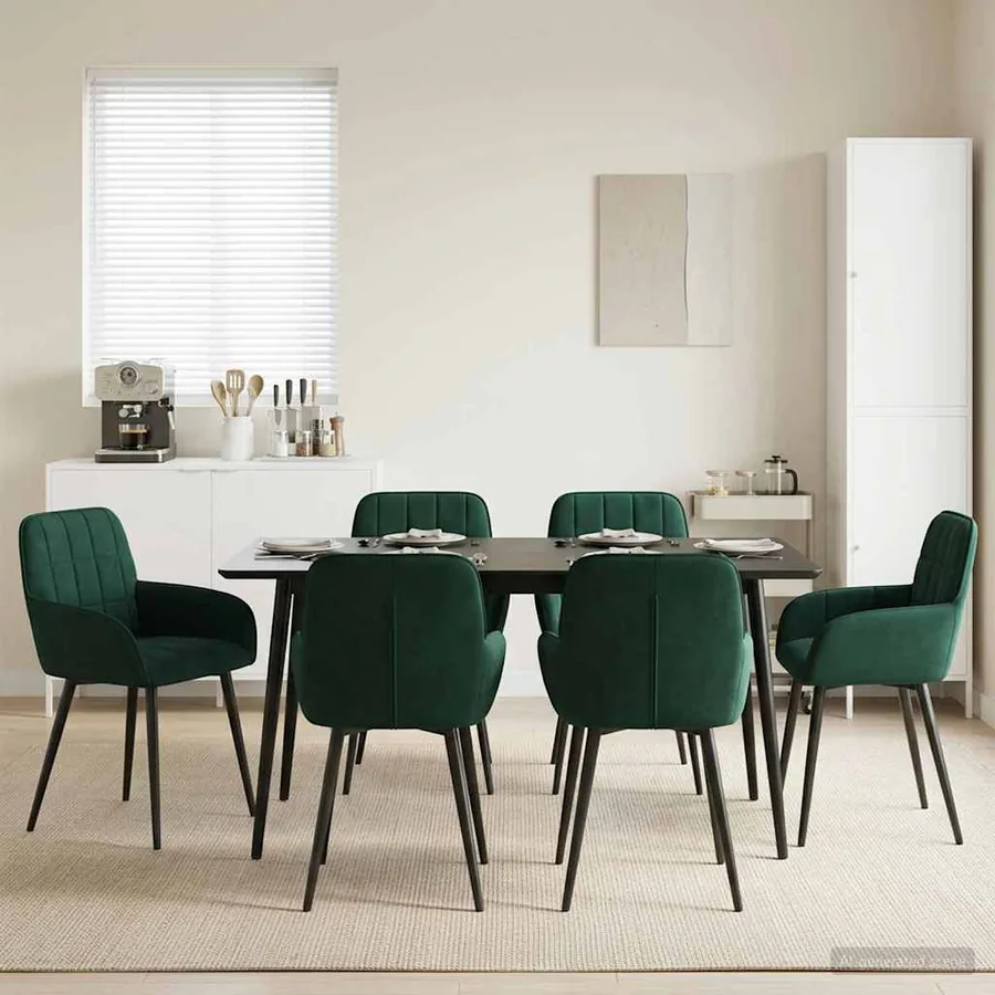 Chaises de salle à manger 6 pcs Velours Vert foncé