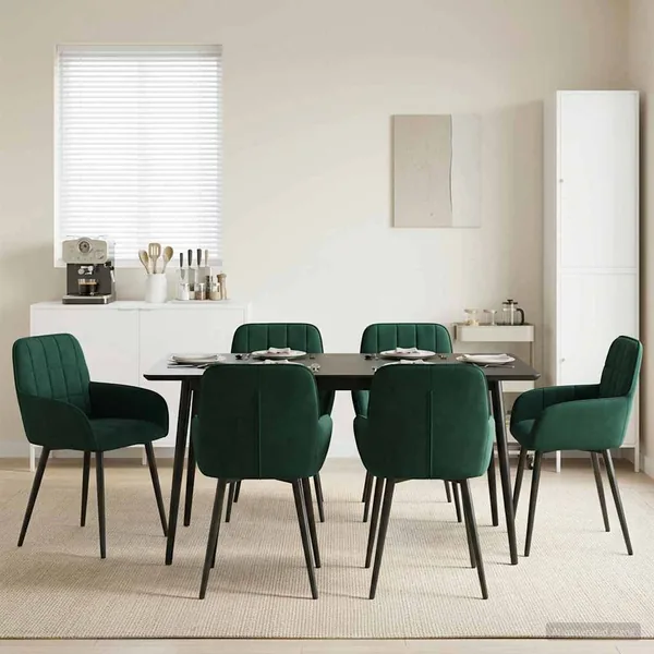 Chaises de salle à manger 6 pcs Velours Vert foncé