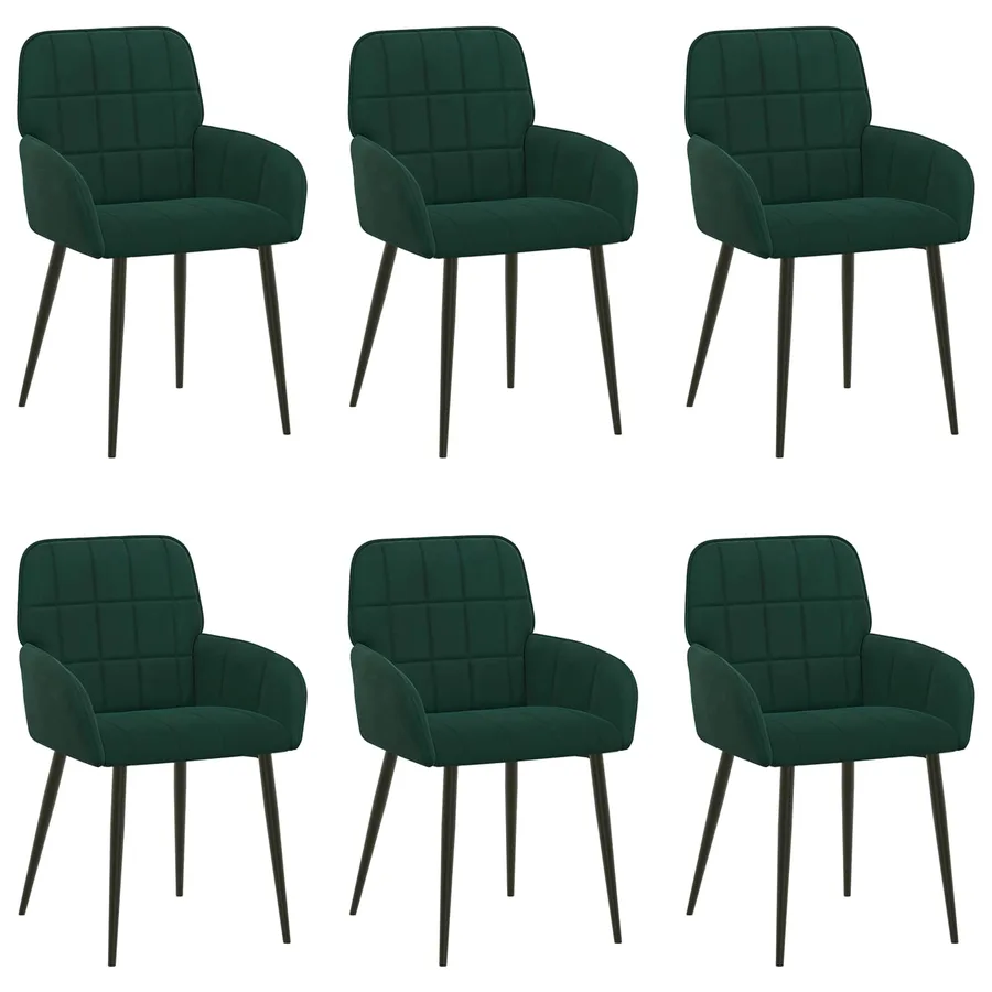 Chaises de salle à manger 6 pcs Velours Vert foncé - 2