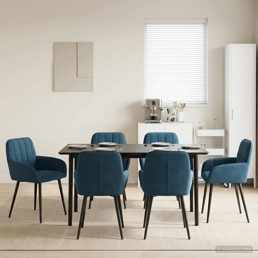 Chaises de salle à manger 6 pcs Velours Bleu 57 x 50 x 85 cm