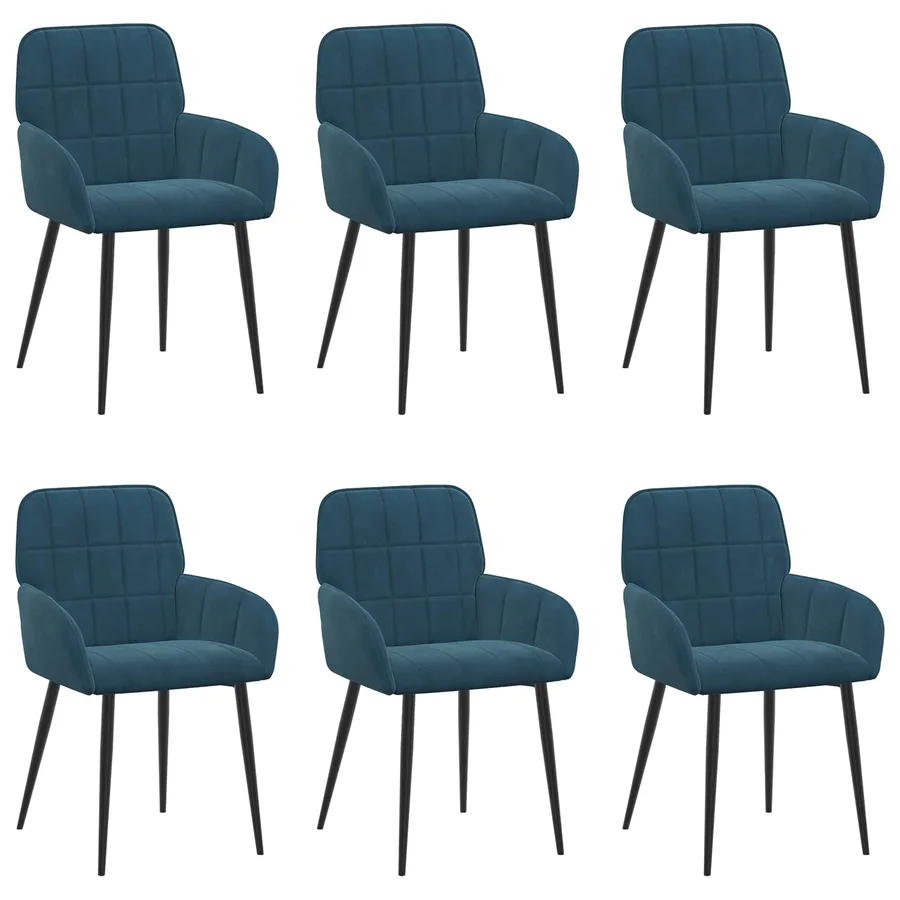 Chaises de salle à manger 6 pcs Velours Bleu 57 x 50 x 85 cm - 2