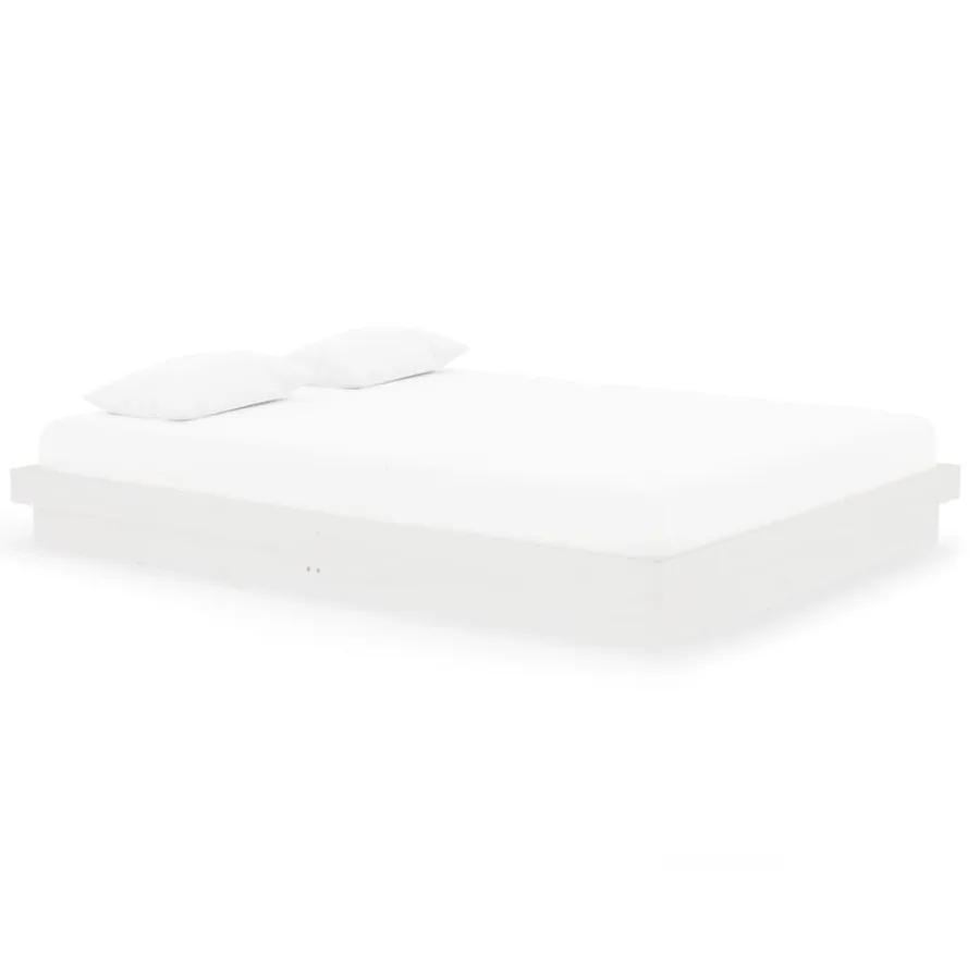 Cadre de lit sans matelas blanc bois de pin massif - 2
