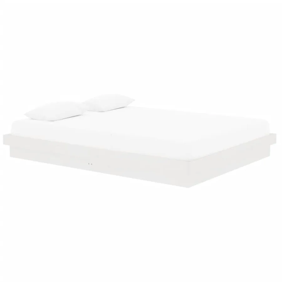 Cadre de lit sans matelas blanc bois de pin massif - 3