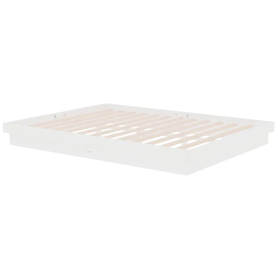 Cadre de lit sans matelas blanc bois de pin massif - 4