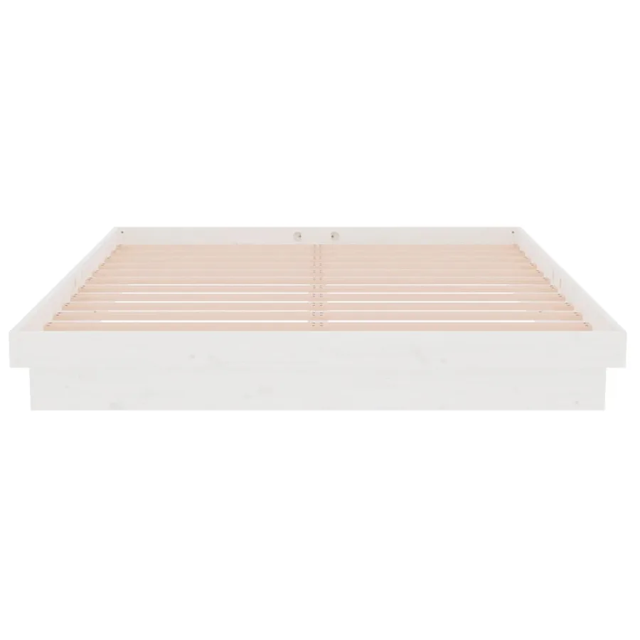Cadre de lit sans matelas blanc bois de pin massif - 5
