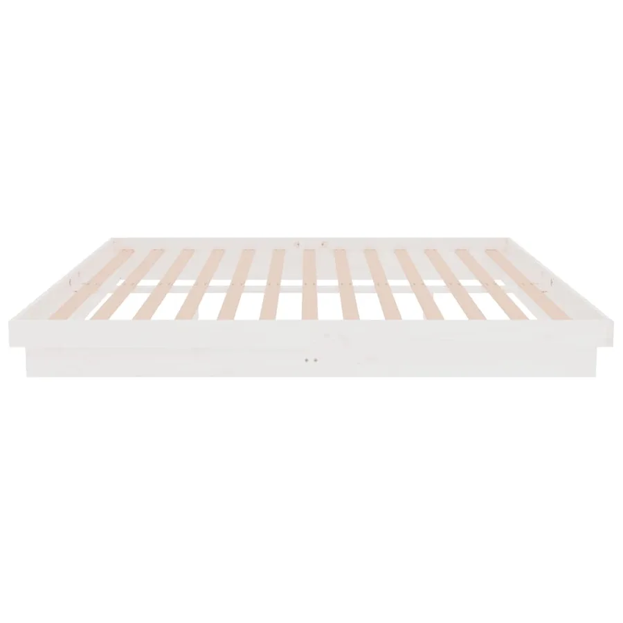 Cadre de lit sans matelas blanc bois de pin massif - 6
