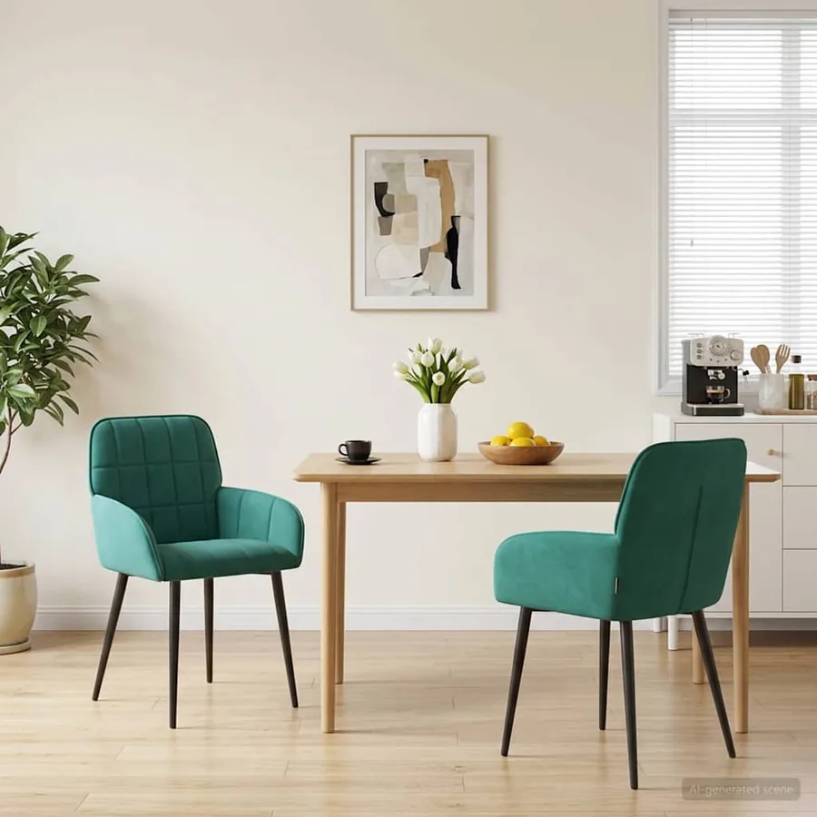 Chaises de salle à manger 2 pcs Velours Turquoise