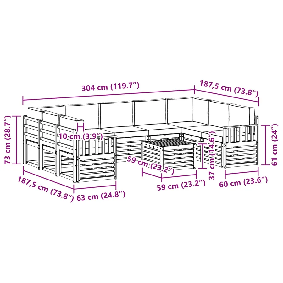 Ensemble de canapés d'extérieur 8 pcs Blanc et Beige - 8