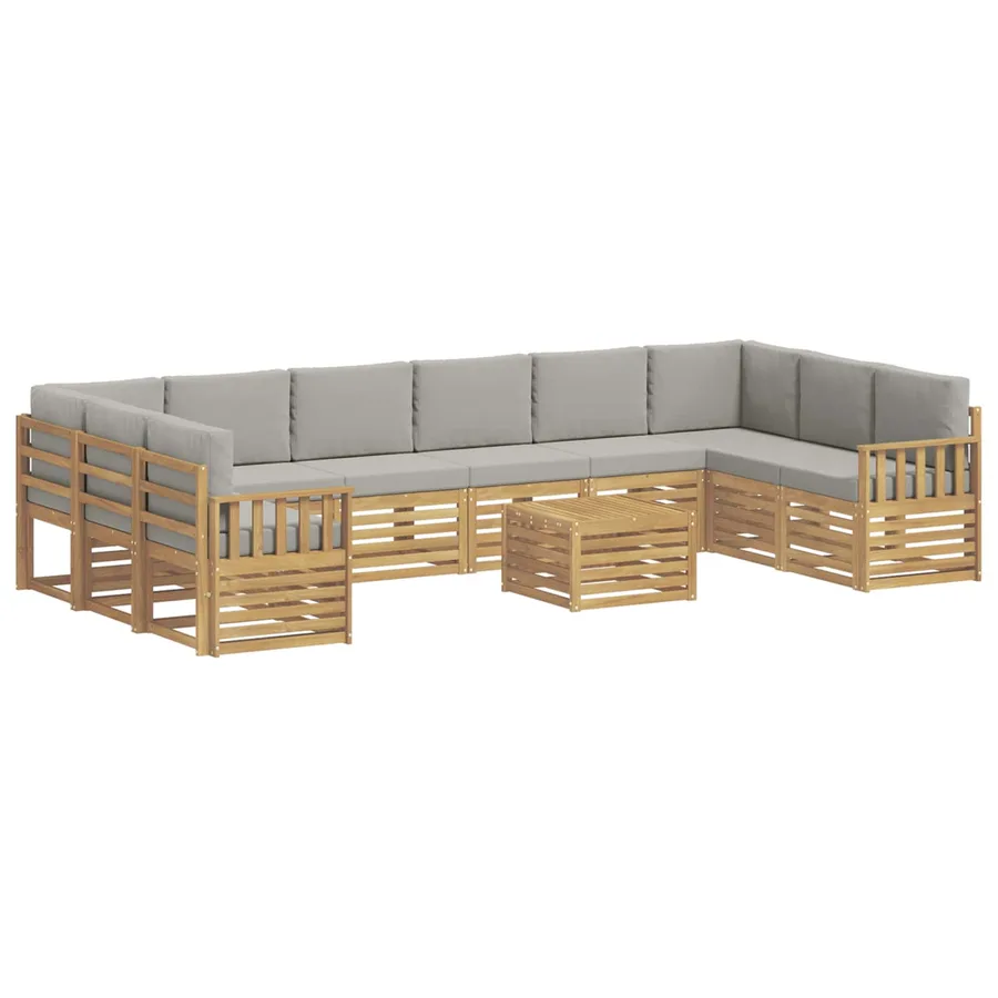Ensemble de canapés d'extérieur 8 pcs Blanc et gris clair - 2