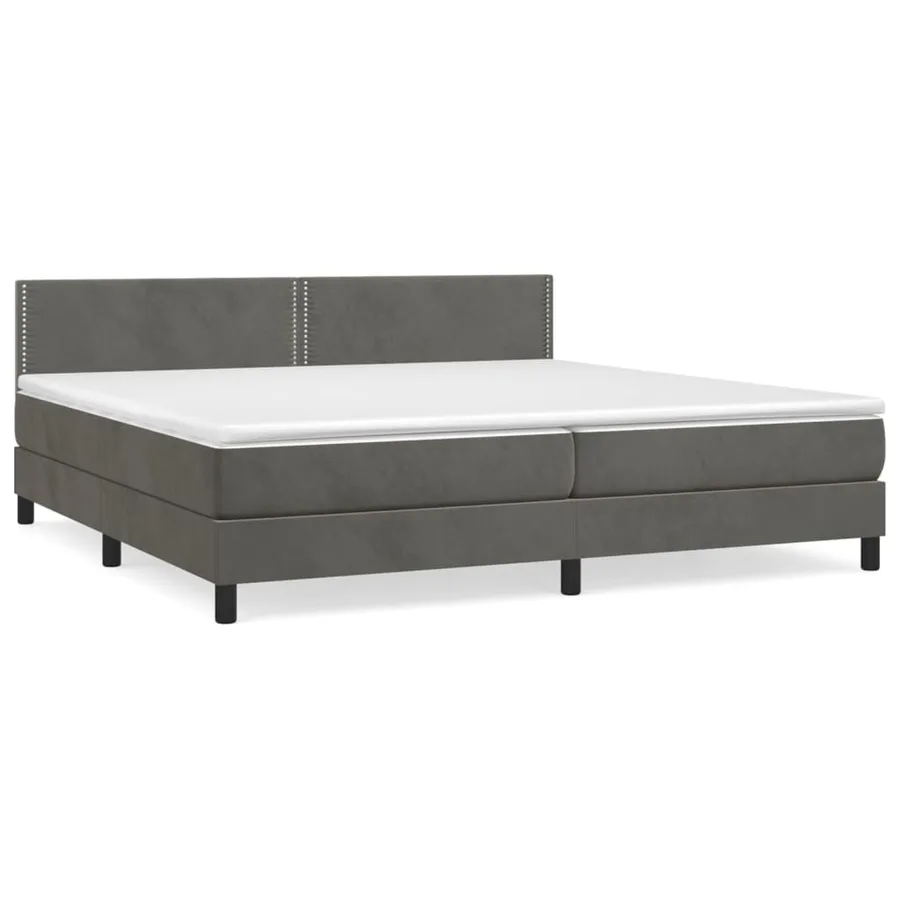 Sommier à lattes de lit et matelas Gris foncé 200x200cm Velours - 2