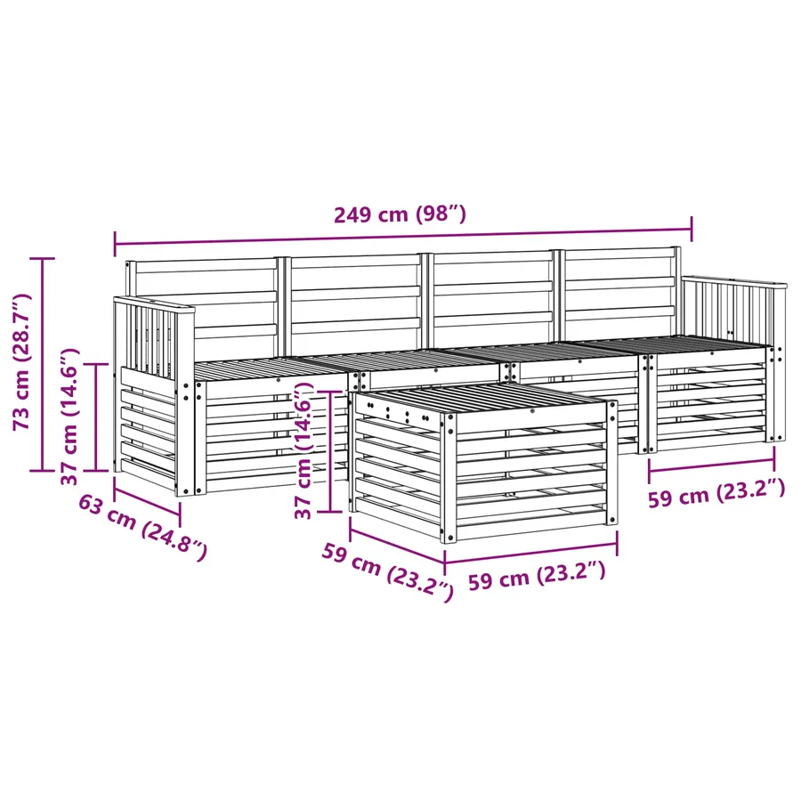 Ensemble de canapés d'extérieur 5 pcs Blanc - 7