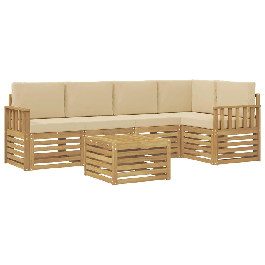 Ensemble de canapés d'extérieur 6 pcs Blanc et Beige - 2