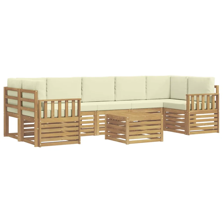 Ensemble de canapés d'extérieur 8 pcs Blanc et crème Polyester - 2