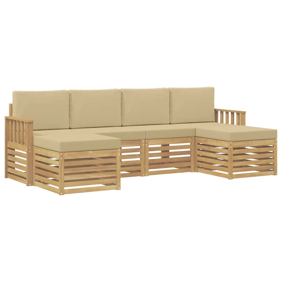 Ensemble de canapés d'extérieur 5 pcs Blanc et Beige - 2