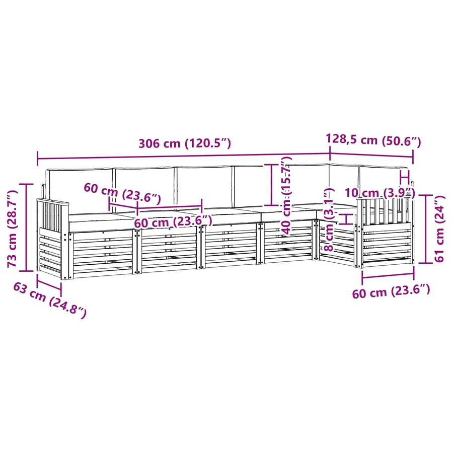 Ensemble de canapés d'extérieur 6 pcs Blanc et anthracite - 8