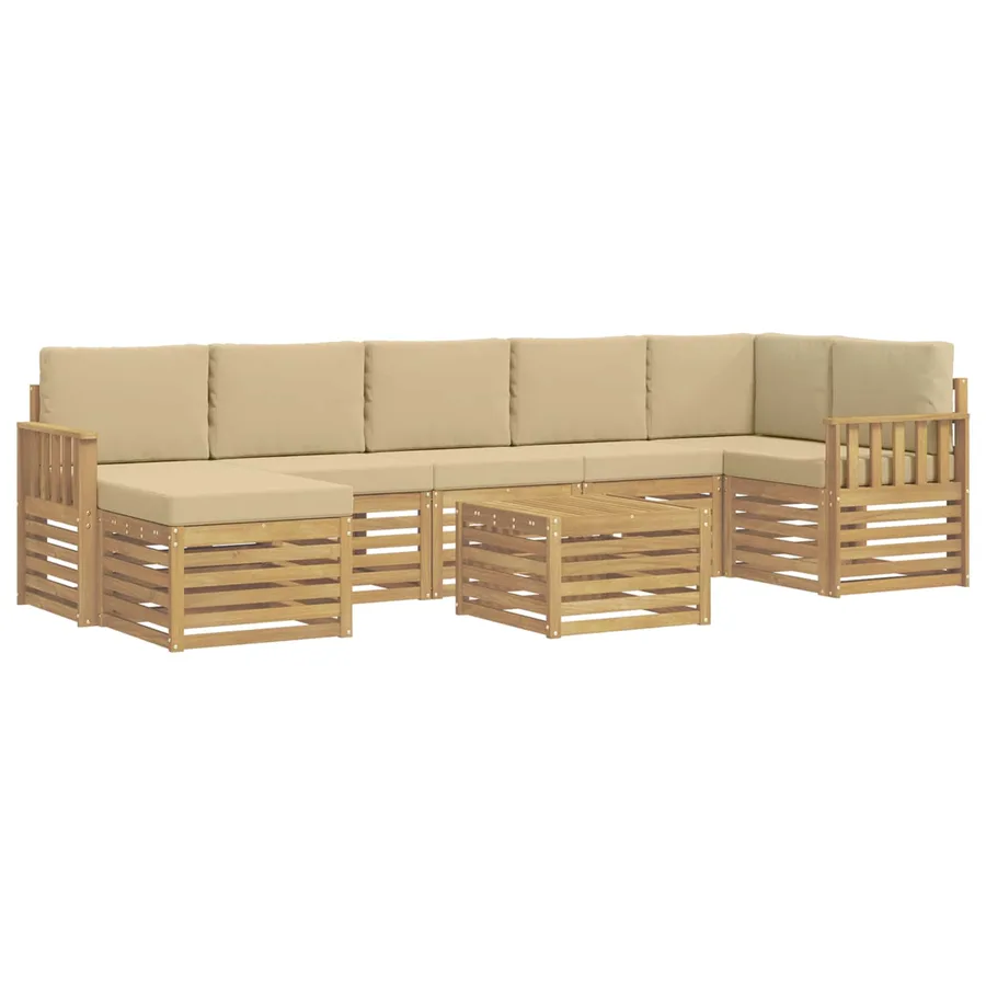 Ensemble de canapés d'extérieur 7 pcs Blanc et Beige - 2