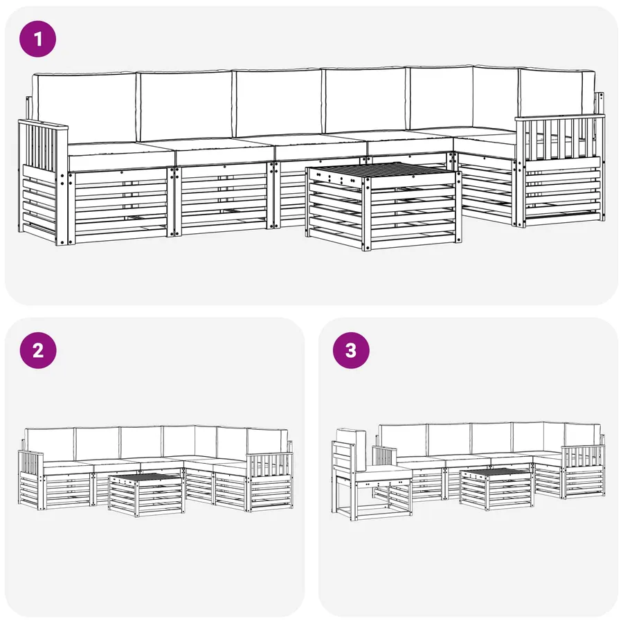 Ensemble de canapés d'extérieur 7 pcs Blanc et anthracite - 7