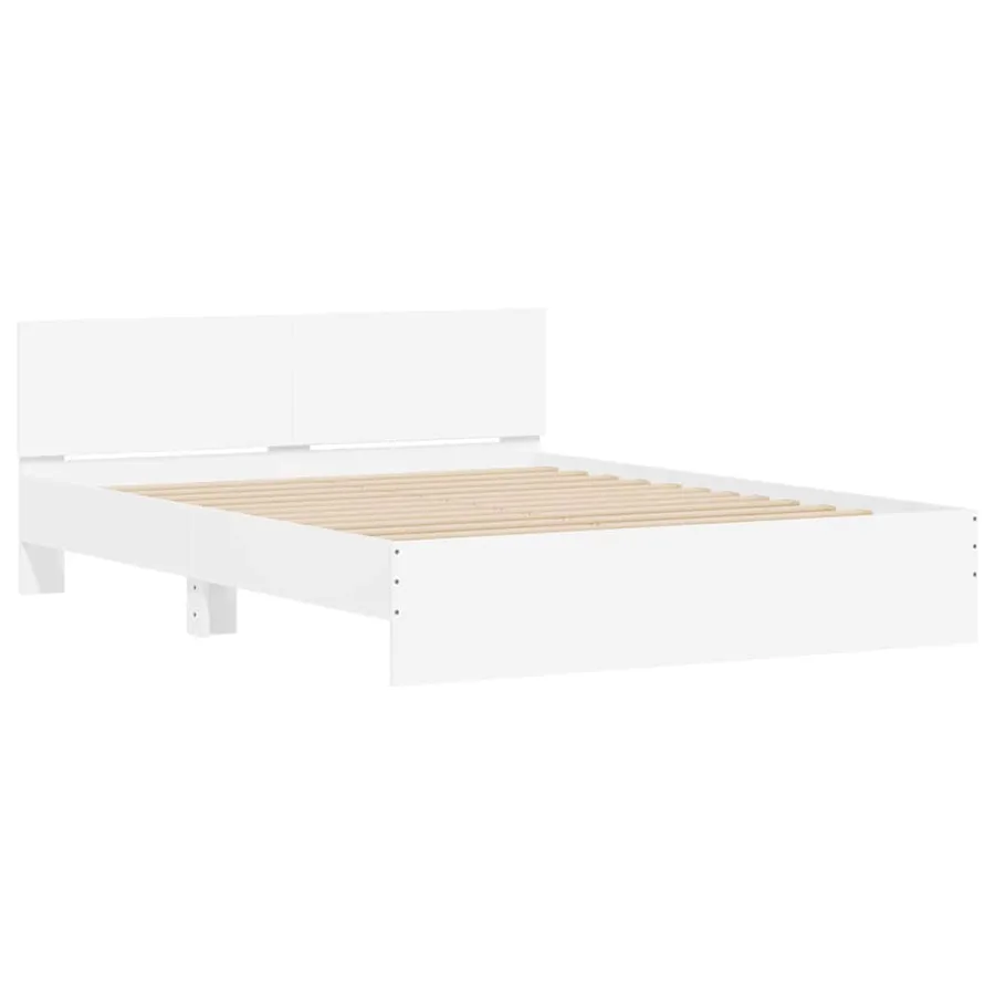 Cadre de lit Montage mural Blanc 152 x 203 cm Bois d'ingénierie - 2