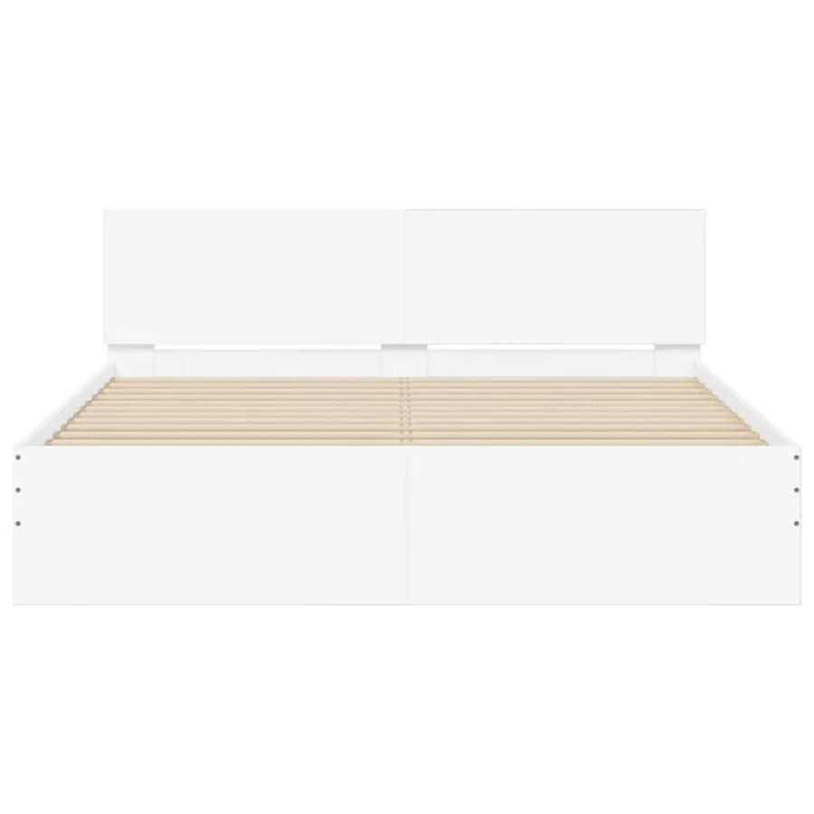 Cadre de lit Montage mural Blanc 152 x 203 cm Bois d'ingénierie - 5