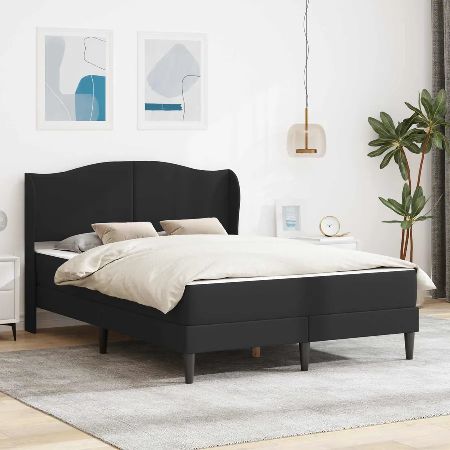 Cadre de lit avec tête de lit Noir 140 x 190 cm Simili cuir