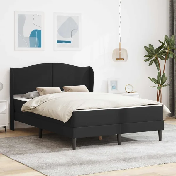 Cadre de lit avec tête de lit Noir 140 x 190 cm Simili cuir