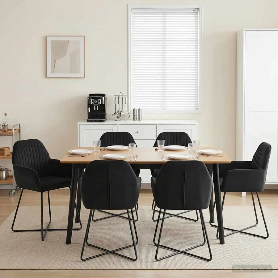 Chaises de salle à manger 6 pcs Velours Noir 55 x 50 x 84 cm