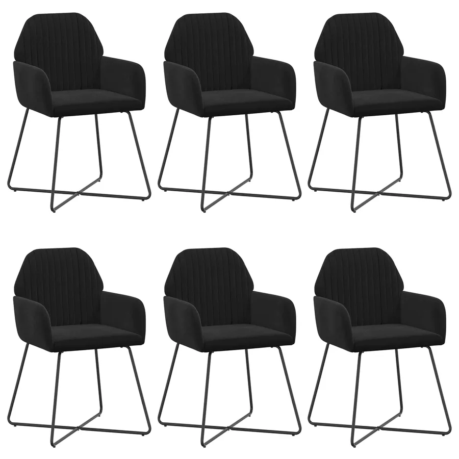 Chaises de salle à manger 6 pcs Velours Noir 55 x 50 x 84 cm - 2