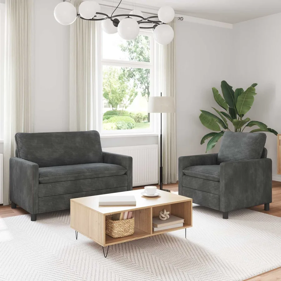 Ensemble de Canapés 2 pcs Gris clair Polyester
