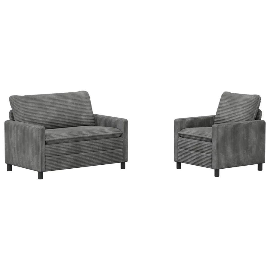 Ensemble de Canapés 2 pcs Gris clair Polyester - 2