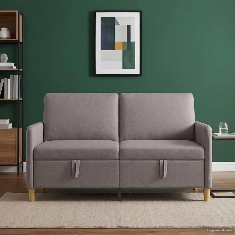 Sofa avec rangement Taupe 152 x 78 x 87 cm Polyester - 3