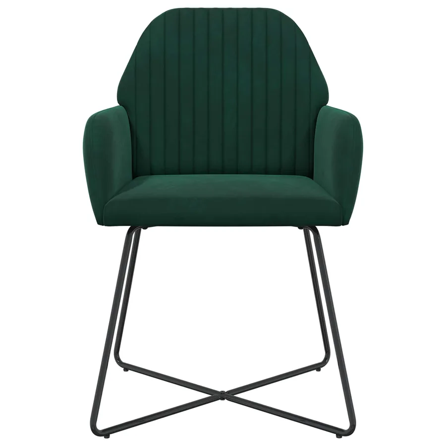 Chaises de salle à manger 2 pcs Velours Vert foncé - 3