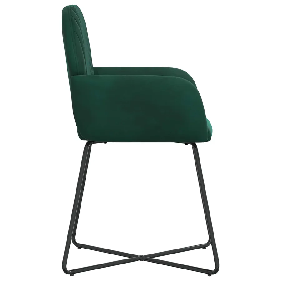 Chaises de salle à manger 2 pcs Velours Vert foncé - 4