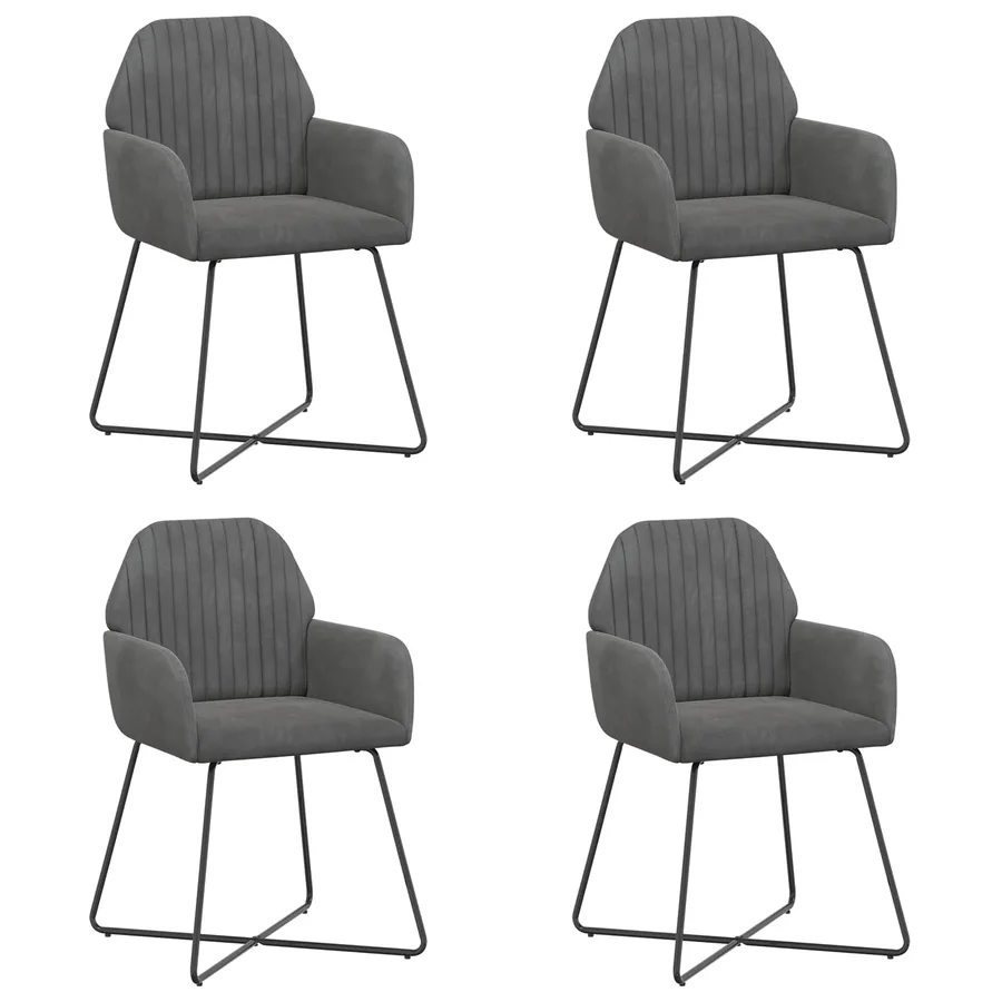Chaises de salle à manger 4 pcs Velours Gris foncé - 2