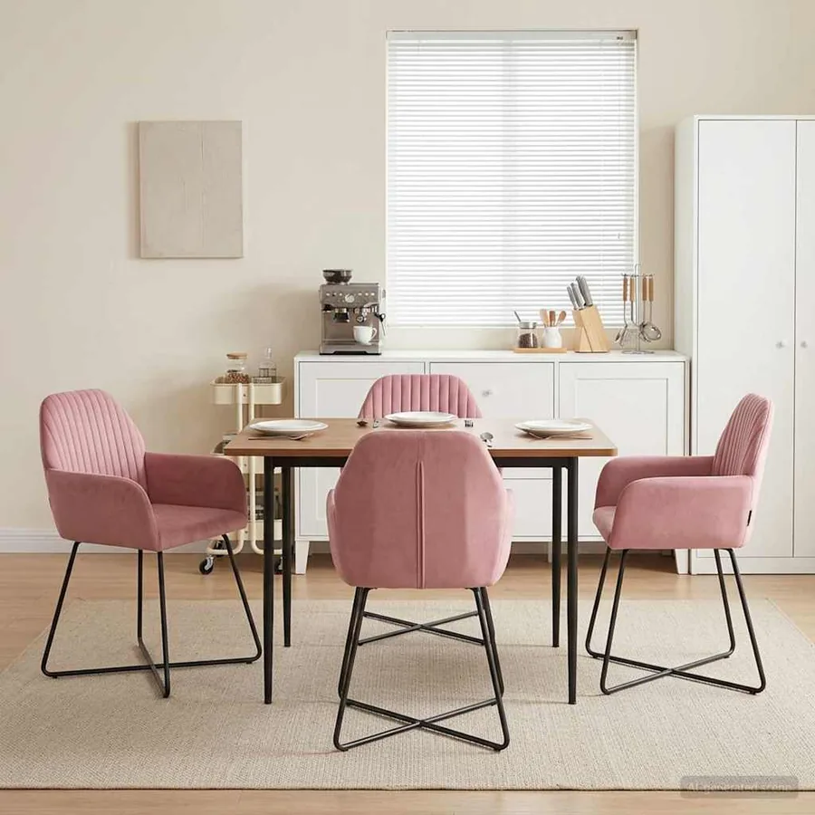 Chaises de salle à manger 4 pcs Velours Rose 55 x 50 x 84 cm