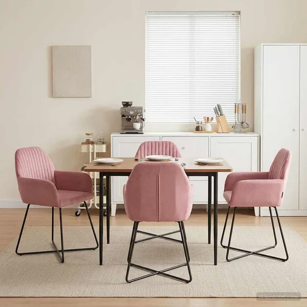 Chaises de salle à manger 4 pcs Velours Rose 55 x 50 x 84 cm