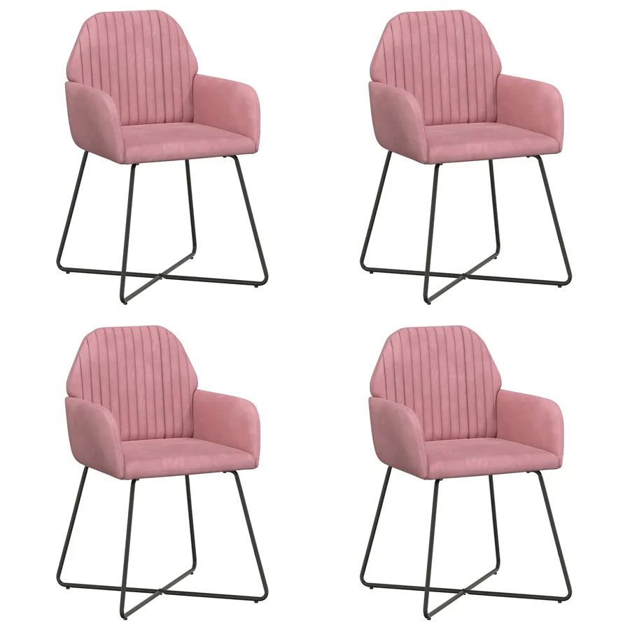 Chaises de salle à manger 4 pcs Velours Rose 55 x 50 x 84 cm - 2