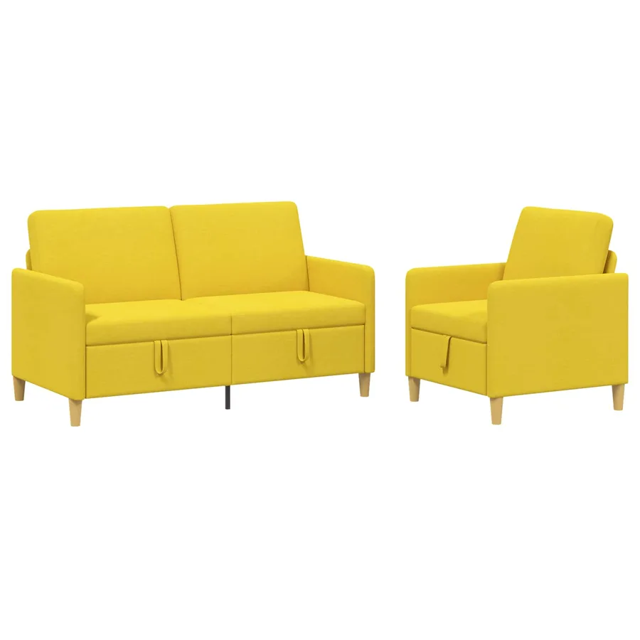 Canapé avec rangement 2 pcs Jaune clair Polyester - 2