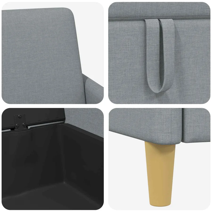 Sofa avec rangement Gris clair 152 x 78 x 87 cm Polyester - 6