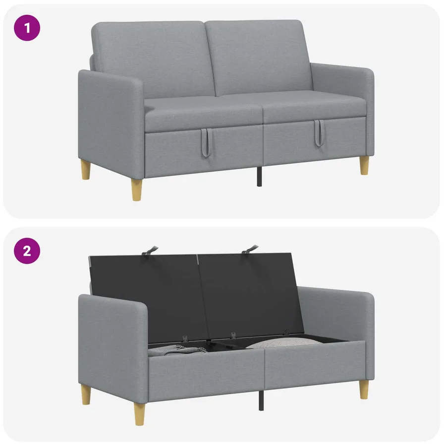 Sofa avec rangement Gris clair 152 x 78 x 87 cm Polyester - 7