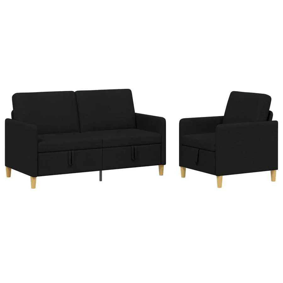 Canapé avec rangement 2 pcs Noir Polyester - 2